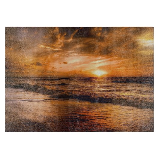 Ocean Sunset Landscape Glass Cutting Board Snijplank (Voorkant)