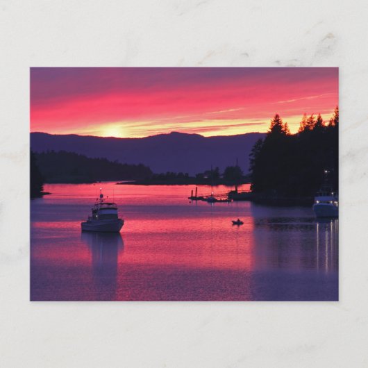 Ocean Sunset met Boats in Harbour Briefkaart (Voorkant)