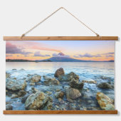 Ocean Sunset met Gentle Waves & Volcano Hangend Wandkleed (Voorkant)