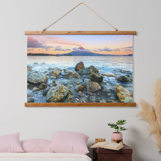 Ocean Sunset met Gentle Waves & Volcano Hangend Wandkleed (Slaapkamer)