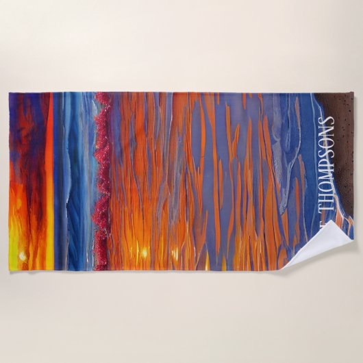 Ocean Sunset met persoonlijke naam Strandlaken (Voorkant)