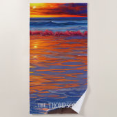 Ocean Sunset met persoonlijke naam Strandlaken (Voorkant)