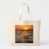 Ocean Sunset, met Scripture Verse Philippians 4:4 Grote Tote Bag (Voorkant)