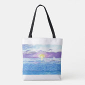Ocean Sunset met Whales Waterverf Bag Tote Bag (Achterkant)