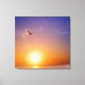 Ocean Sunset met zeemeeuw Canvas Afdruk (Voorkant)