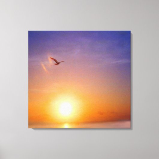 Ocean Sunset met zeemeeuw Canvas Afdruk (Voorkant)
