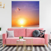 Ocean Sunset met zeemeeuw Canvas Afdruk (Insitu (Woonkamer))