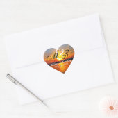 Ocean Sunset Monogram Bestemming Bruiloft Hart Sticker (Envelop)