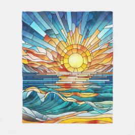 Ocean Sunset mozaïek kunst Fleece Deken