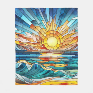 Ocean Sunset mozaïek kunst Fleece Deken