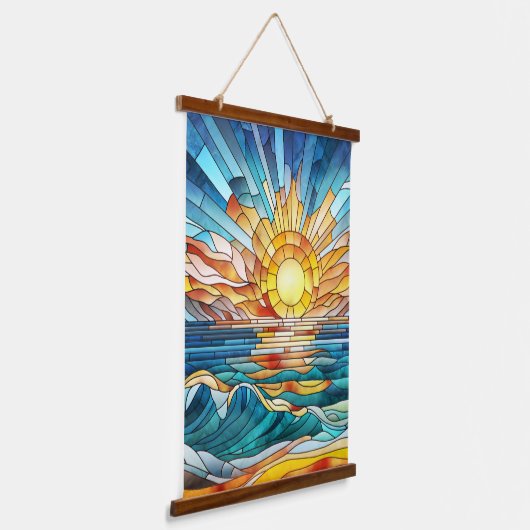 Ocean Sunset mozaïek kunst Hangend Wandkleed (Gebogen)