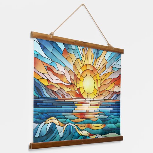 Ocean Sunset mozaïek kunst Hangend Wandkleed (Gebogen)