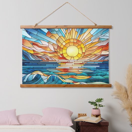 Ocean Sunset mozaïek kunst Hangend Wandkleed (Slaapkamer)