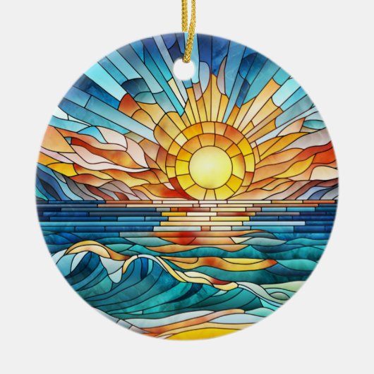 Ocean Sunset mozaïek kunst Keramisch Ornament (Voorkant)