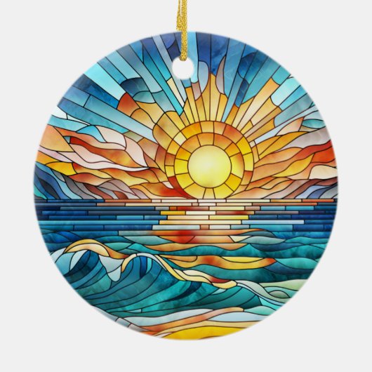 Ocean Sunset mozaïek kunst Keramisch Ornament (Achterkant)