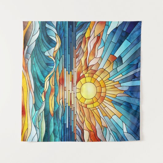 Ocean Sunset mozaïek kunst Wandkleed (Voorkant (horizontaal))