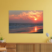 Ocean Sunset - Oak Island, NC Canvas Afdruk (Insitu (Woonkamer))