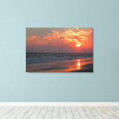 Ocean Sunset - Oak Island, NC Canvas Afdruk (Insitu (Houten vloer))