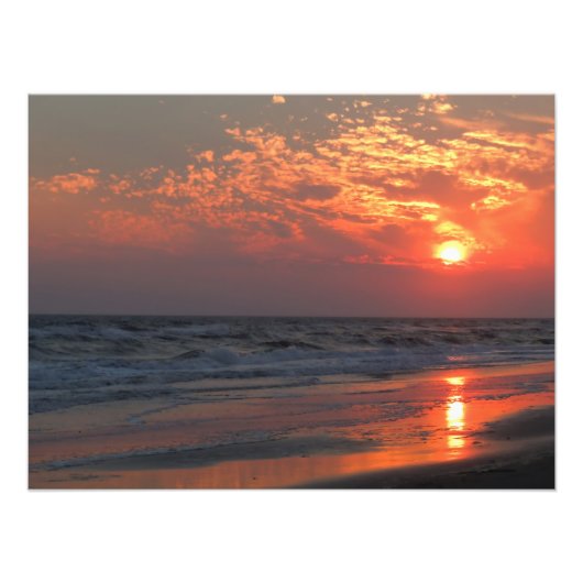 Ocean Sunset - Oak Island, NC Foto Afdruk (Voorkant)