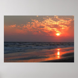 Ocean Sunset - Oak Island, NC Poster