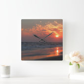 Ocean Sunset - Oak Island, NC Vierkante Klok (Huis)