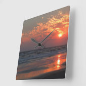 Ocean Sunset - Oak Island, NC Vierkante Klok (Hoek)