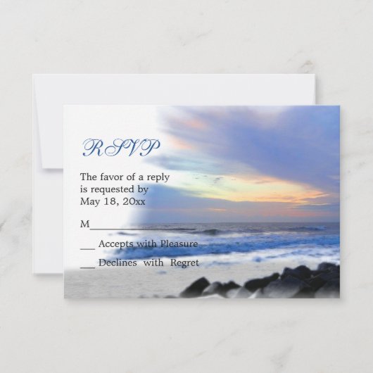 Ocean Sunset op Beach RSVP Card Kaartje (Voorkant)