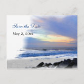 Ocean Sunset op het strand Save the Date Briefkaar Aankondigingskaart (Voorkant)