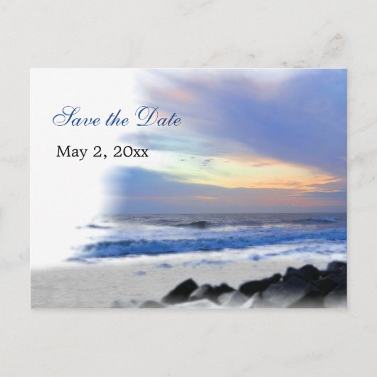 Ocean Sunset op het strand Save the Date Briefkaar Aankondigingskaart (Voorkant)