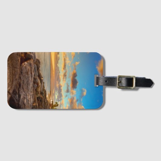 Ocean Sunset Over Rocks en Palm | O'Ahu Bagagelabel (Voorkant (horizontaal))