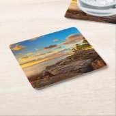 Ocean Sunset Over Rocks en Palm | O'Ahu Kartonnen Onderzetters (Schuin)