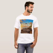 Ocean Sunset Over Rocks en Palm | O'Ahu T-shirt (Voorkant volledig)