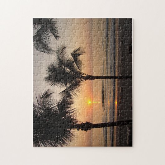 Ocean Sunset Palm Trees Florida Fotografie Puzzel Legpuzzel (Verticaal)