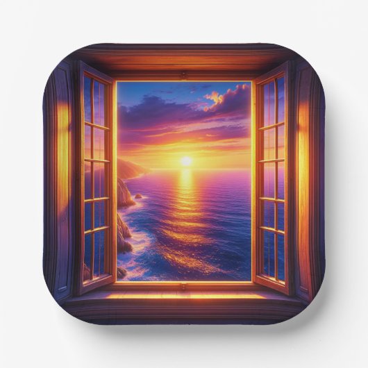 Ocean Sunset Papieren Bordje (Voorkant)