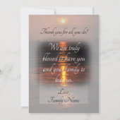 Ocean Sunset Pastor appreciatie Bedankkaart (Achterkant)