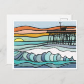 Ocean Sunset Pier Print Briefkaart (Voorkant / Achterkant)