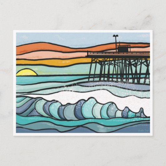 Ocean Sunset Pier Print Briefkaart (Voorkant)