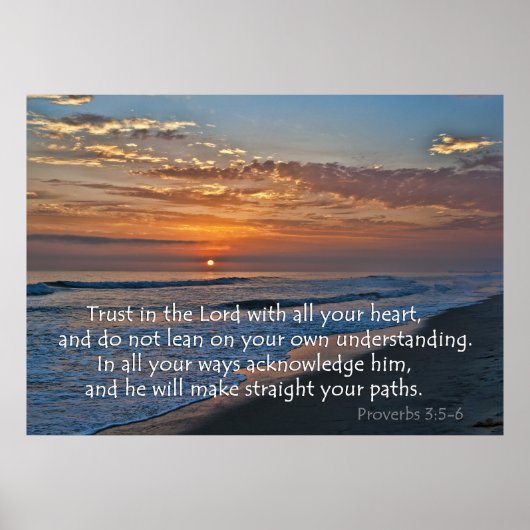 Ocean Sunset Proverbs 3:5-6 Poster (Voorkant)
