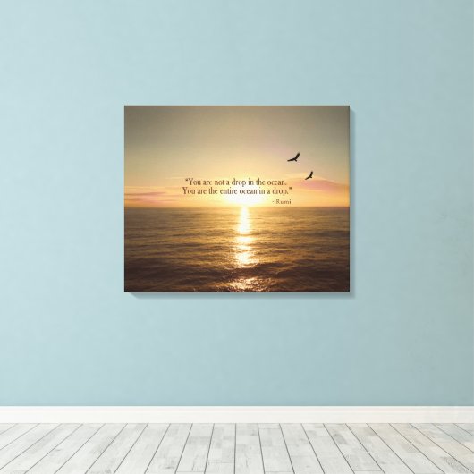 OCEAN SUNSET QUOTE CANVAS AFDRUK (Insitu (Houten vloer))