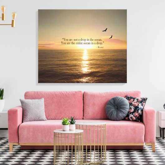 OCEAN SUNSET QUOTE CANVAS AFDRUK (Insitu (Woonkamer))
