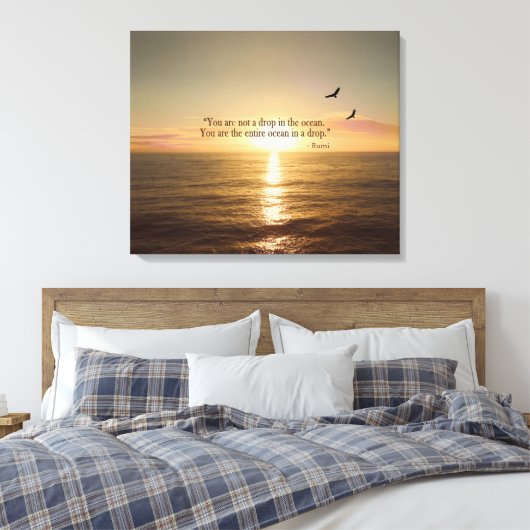 OCEAN SUNSET QUOTE CANVAS AFDRUK (Insitu (Slaapkamer))