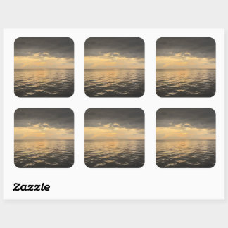 Ocean Sunset Reflection Photography-Beautiful Sea Vierkante Sticker