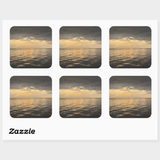 Ocean Sunset Reflection Photography-Beautiful Sea Vierkante Sticker (Vel)