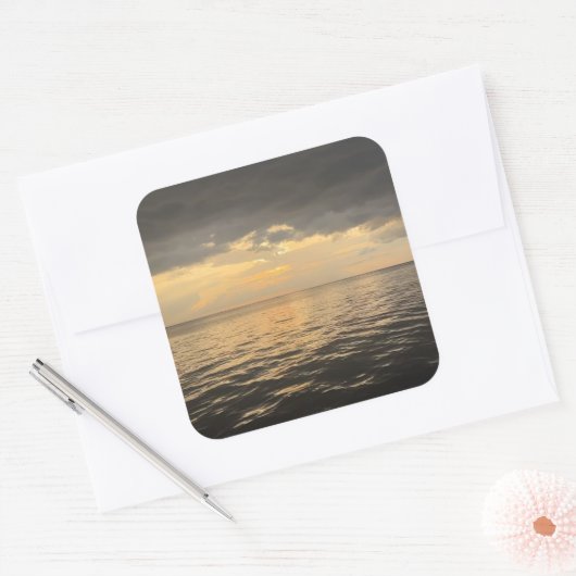 Ocean Sunset Reflection Photography-Beautiful Sea Vierkante Sticker (Envelop)