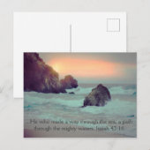 Ocean Sunset Rocky Seashore Christelijke Bijbelver Briefkaart (Voorkant / Achterkant)