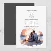 Ocean Sunset Romantisch Paar Scenery Strand Bruilo Kaart (Voorkant / Achterkant)