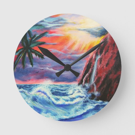 Ocean Sunset Ronde Klok (Voorkant)
