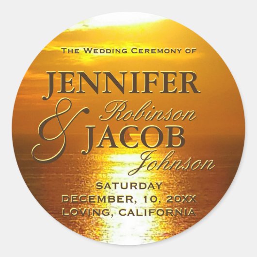 Ocean Sunset Ronde Sticker (Voorkant)