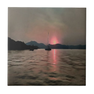 Ocean Sunset Sailboat Sunset Bozburun Marmaris Tegeltje
