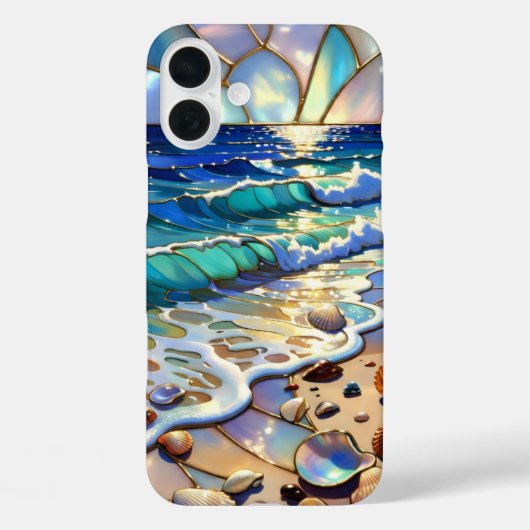 Ocean Sunset Seashell iPhone Case Coastal Art (Achterkant)